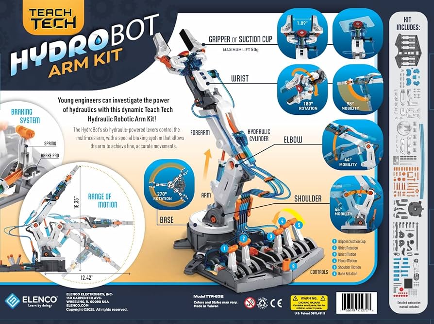Amazon.com: Teach Tech “Hydrobot Arm Kit”, Hydraulic Kit, STEM